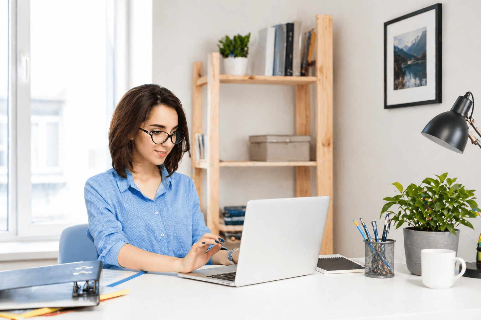 Woman working on laptop